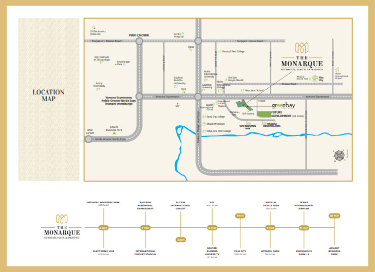 Greenbay The Monarque location map, Sector 22D Yamuna Expressway